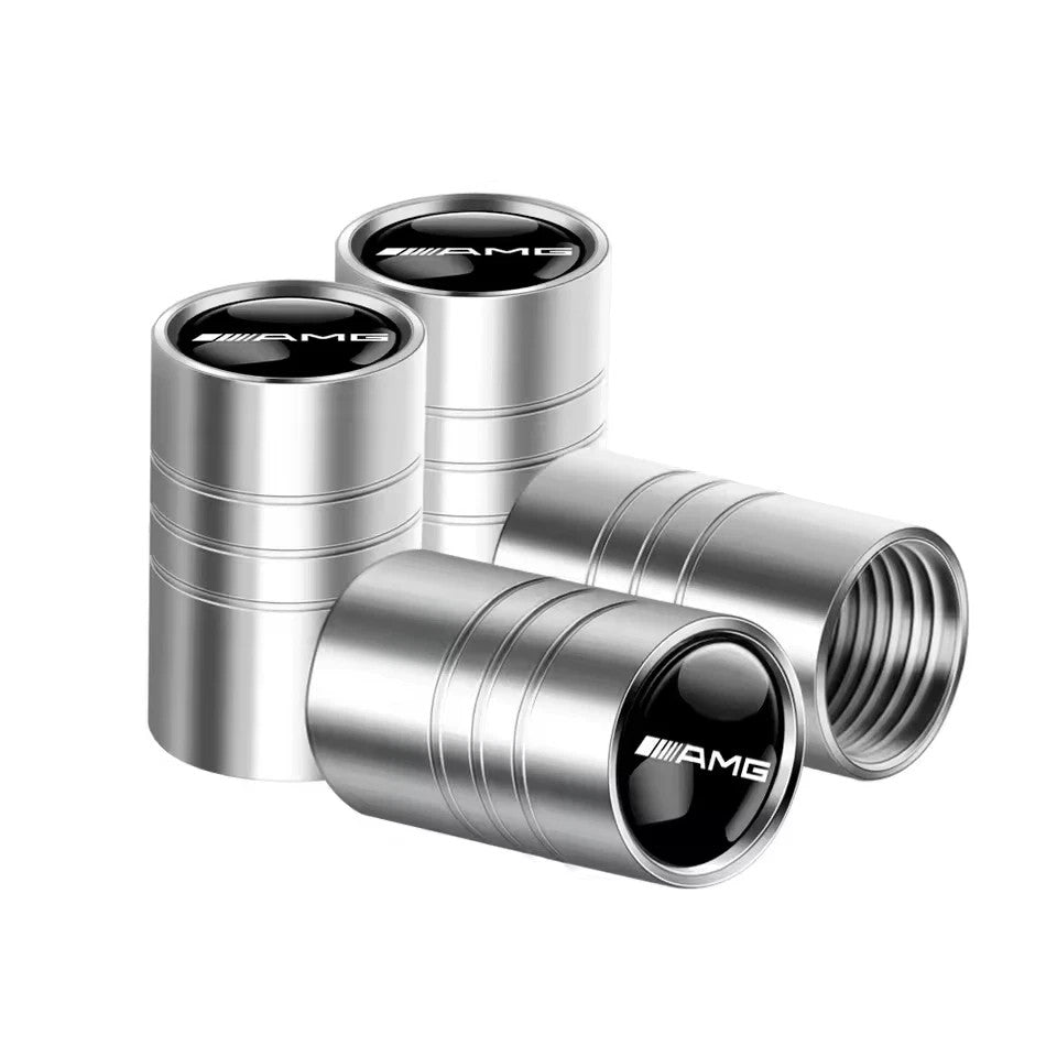 4x Capuchons Bouchons de Valve de Pneu Alu Mercedes-Benz AMG Noir Argent