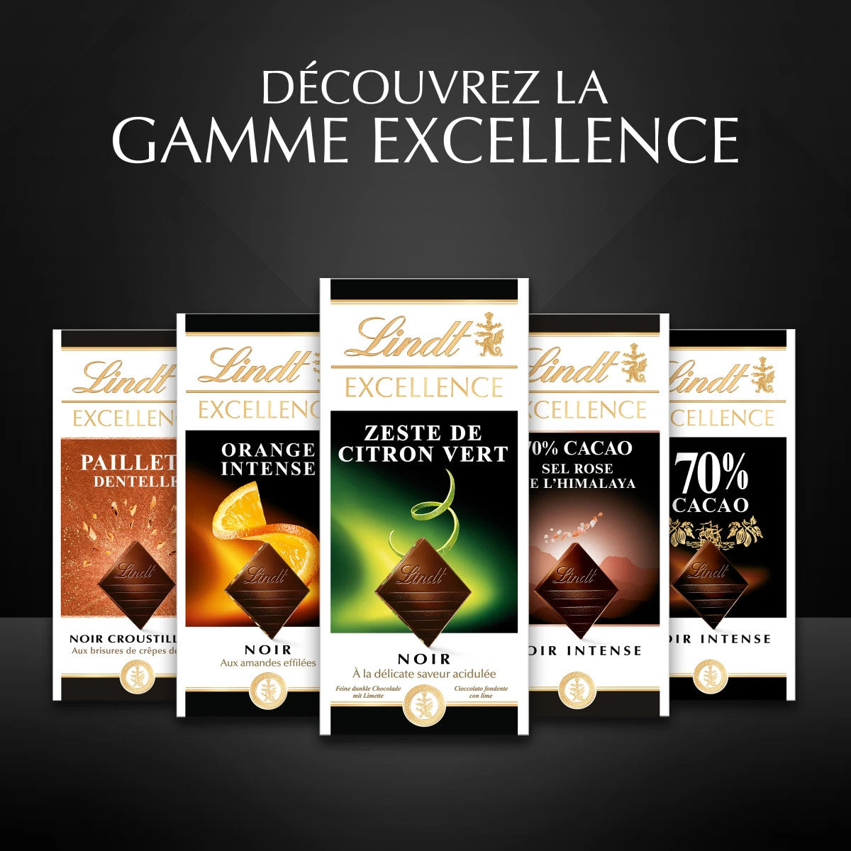 Tablette de Chocolat noir citron à la Pointe de Gingembre / LINDT de 100g
