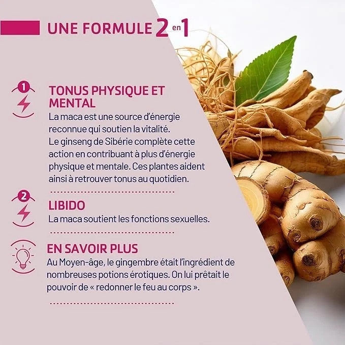 JUVAMINE Maca Gingembre et Ginseng de Sibérie, Tonifiant Sexuel, Tonus et Vig...