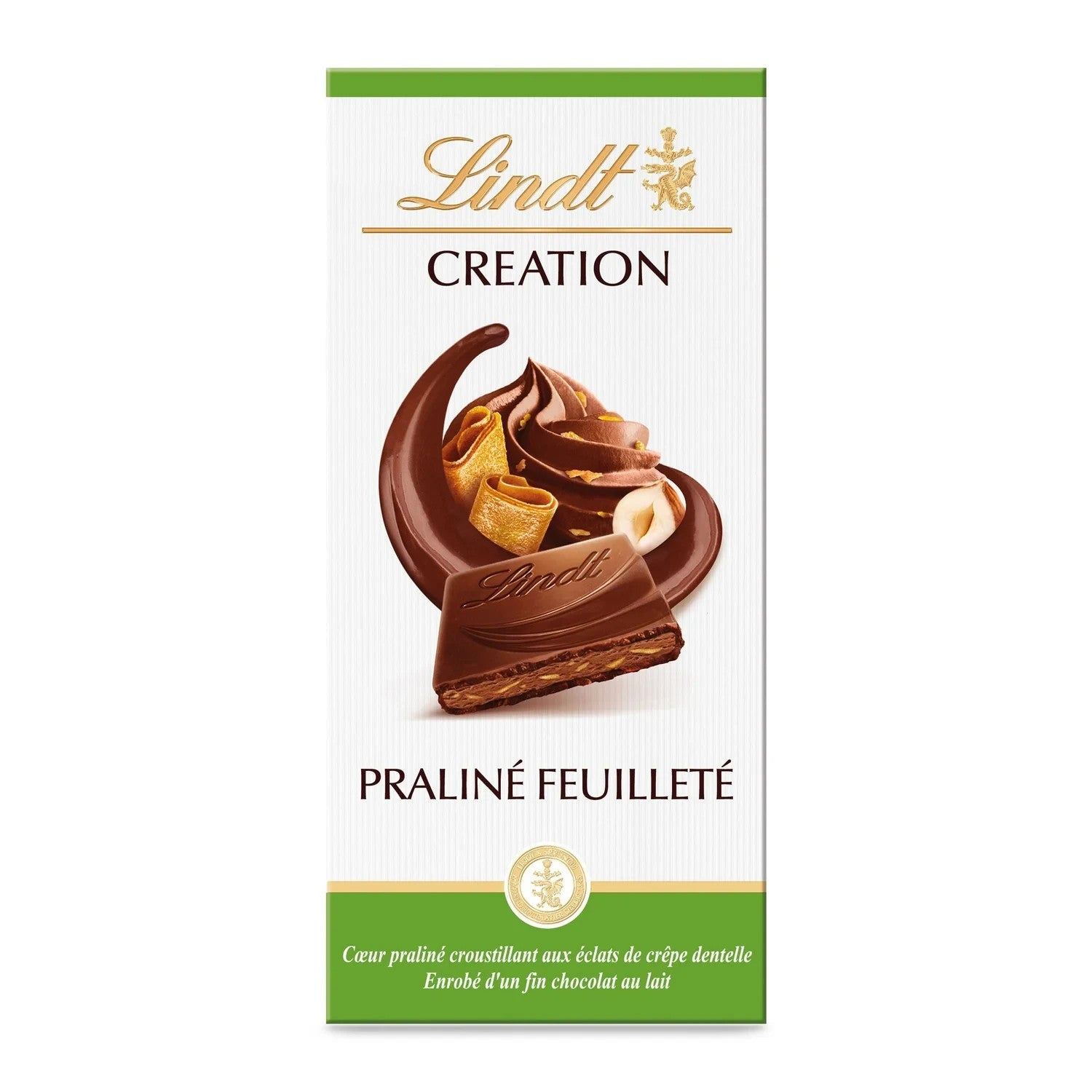 Lindt Création Chocolat au Lait Praliné Feuilleté – Tablette 150 g