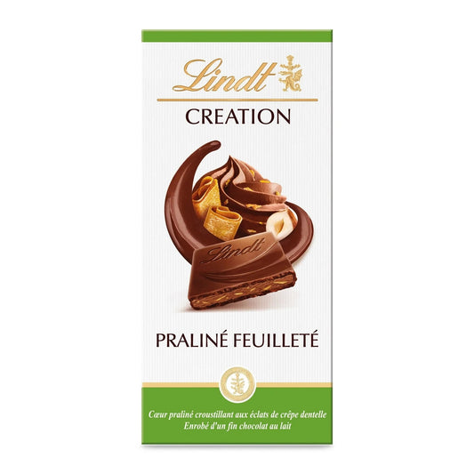 Lindt Création Chocolat au Lait Praliné Feuilleté – Tablette 150 g