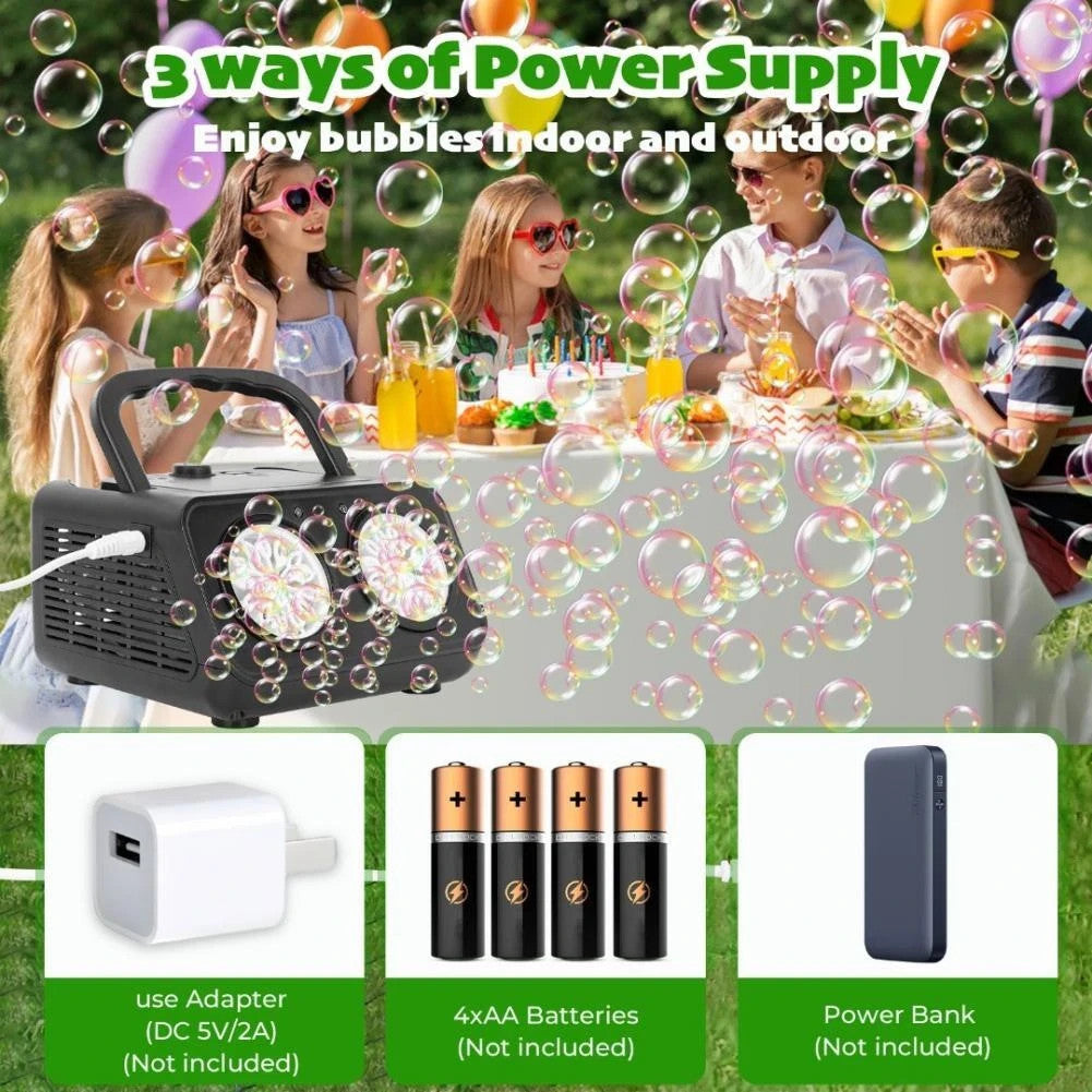 Automatic Bubble Machine Upgrade Bubble Blower w/2 Fans, Portable Bubble Maker