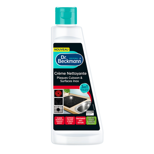 Dr. Beckmann Crème Nettoyante Plaques Cuisson & Surfaces Inox, 3en1 Nettoie, 250