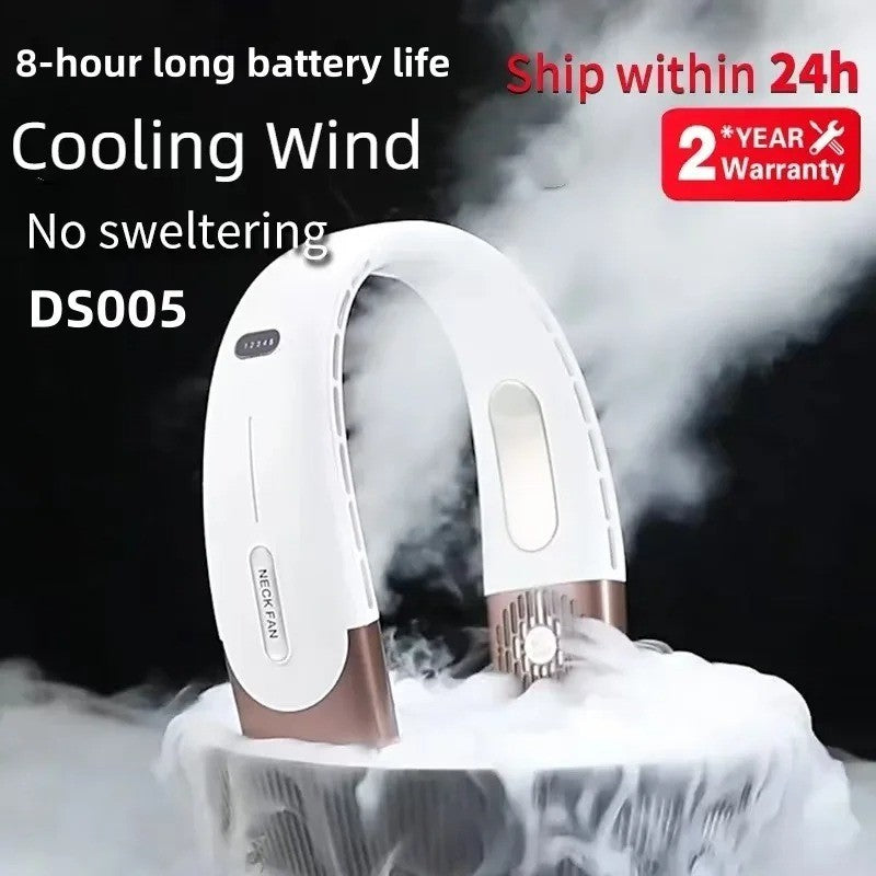 Ventilateur de cou rechargeable 8000mAh avec affichage LED, flux d’air refroidis