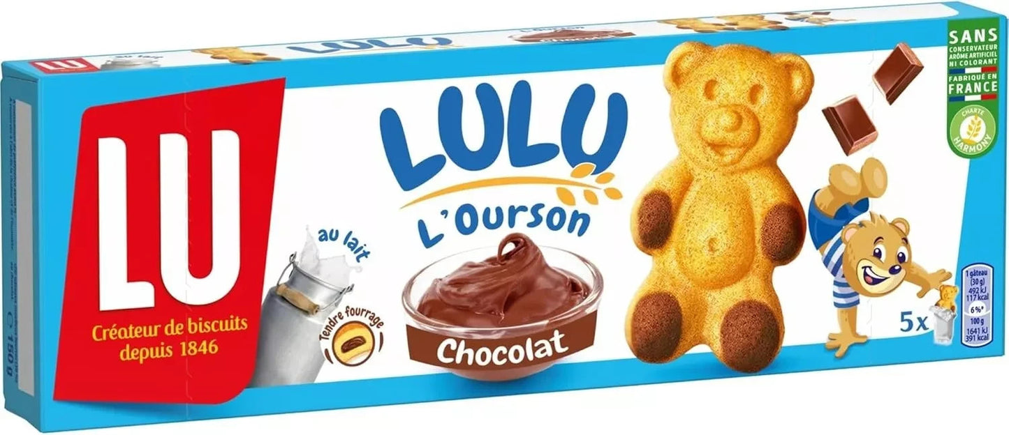 LU - LULU L'Ourson Chocolat 1 Boîte de 5 sachets gâteaux moelleux chocolat 150g