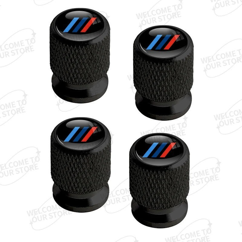 4x Capuchons Bouchons de Valve de Pneu BMW Alu Noir Argent Rouge bleu