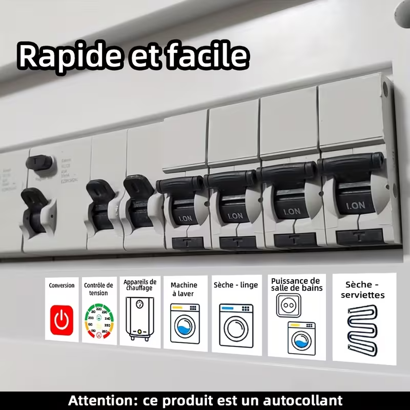 1 plaquette de 57 autocollants pour disjoncteur maison tableau électrique orga..