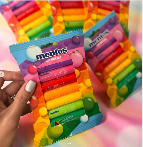 Baume à lèvres hydratant Mentos Rainbow 7x 3gr senteur fruité idéal cadeau vegan