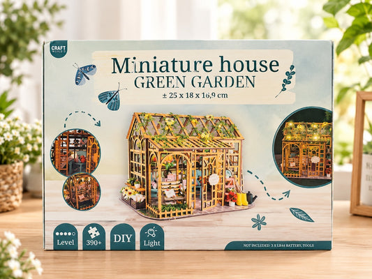Maison Miniature JARDIN /SERRE DIY avec Lumière Maquette Bricolage Fleurs +390pc
