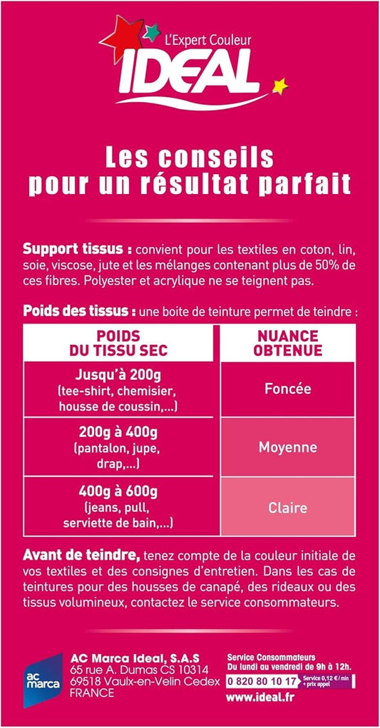Ideal Teinture Textile Tout en un 230 g fushia- colorant pour vêtements