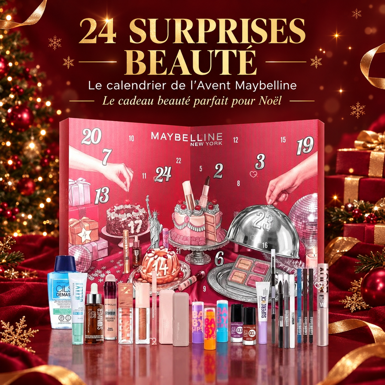 Calendrier de l'Avent Maybelline New York 2026 NEUF – 24 produits maquillage