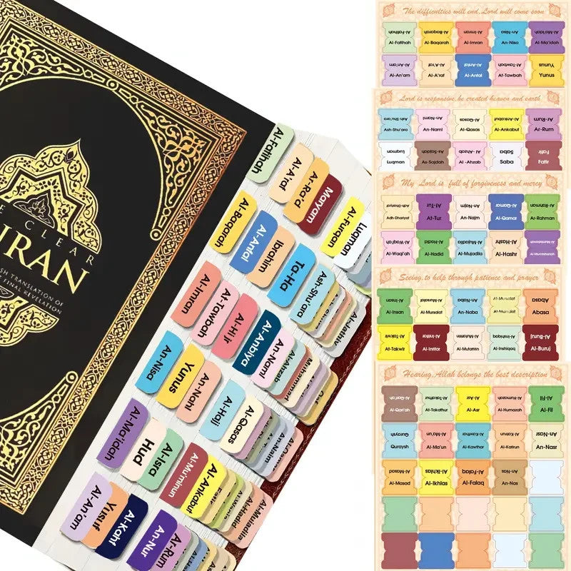 Lot de Marque-pages, onglet, coran, islam, islamique, organisation, religieux