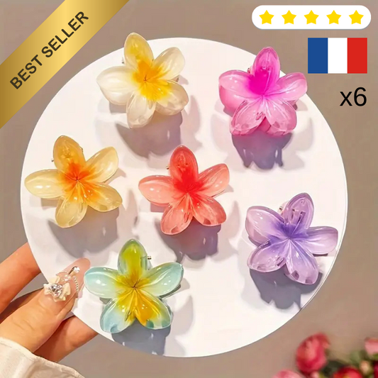 Lot de 6 petites pinces à cheveux en forme de fleur pour femme jolie coloré