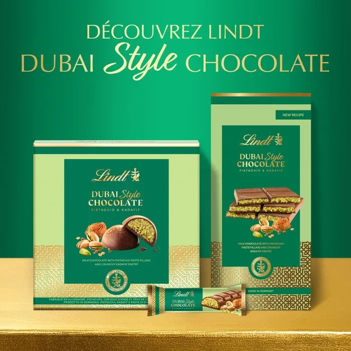 Lindt Dubaï Style barre de chocolat Lait 40 g | Pistache & Kadayif | Dubai