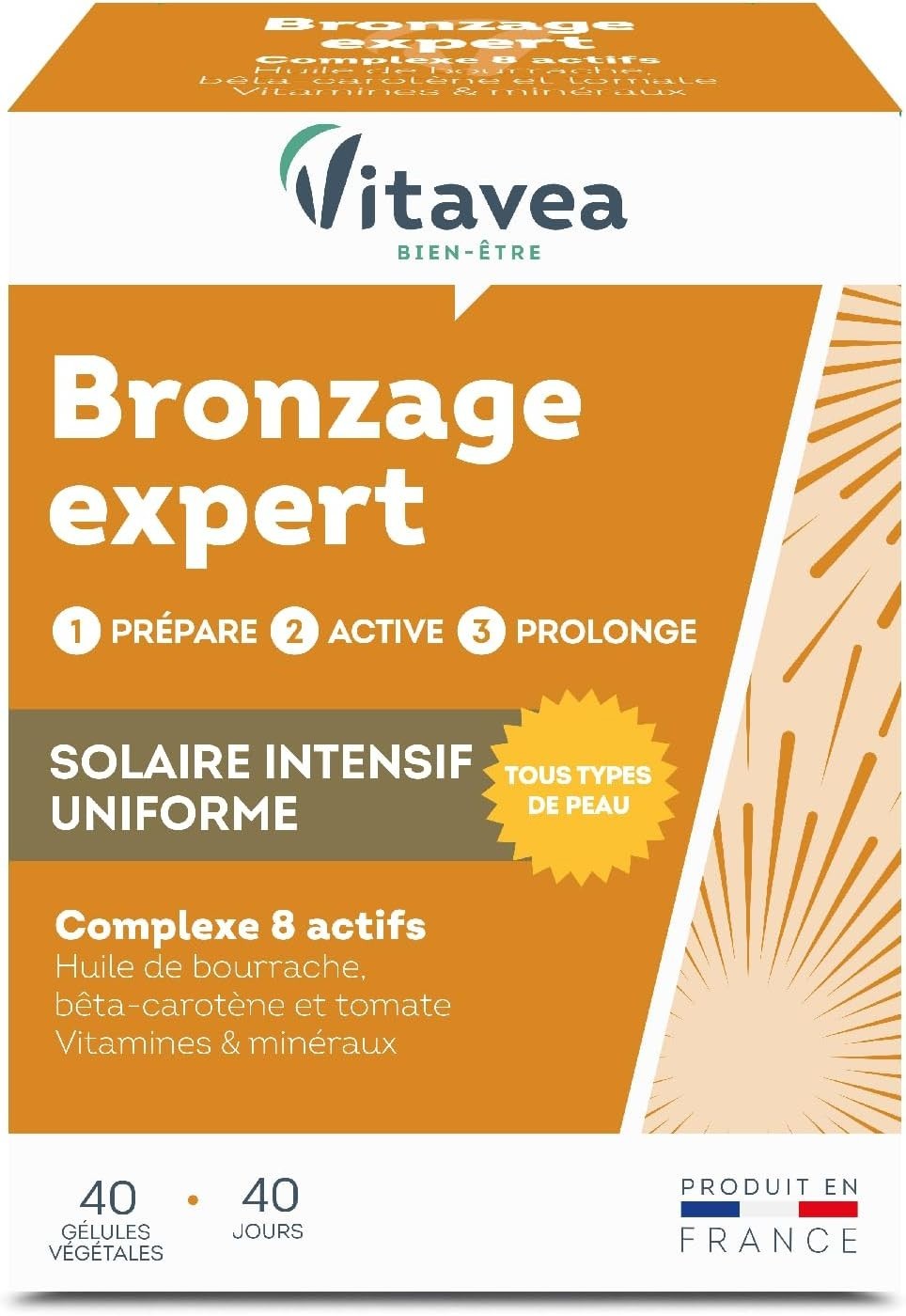 Vitavea - Bronzage Expert - Complément Alimentaire - 40 Gélules - Fabriqué En Fr