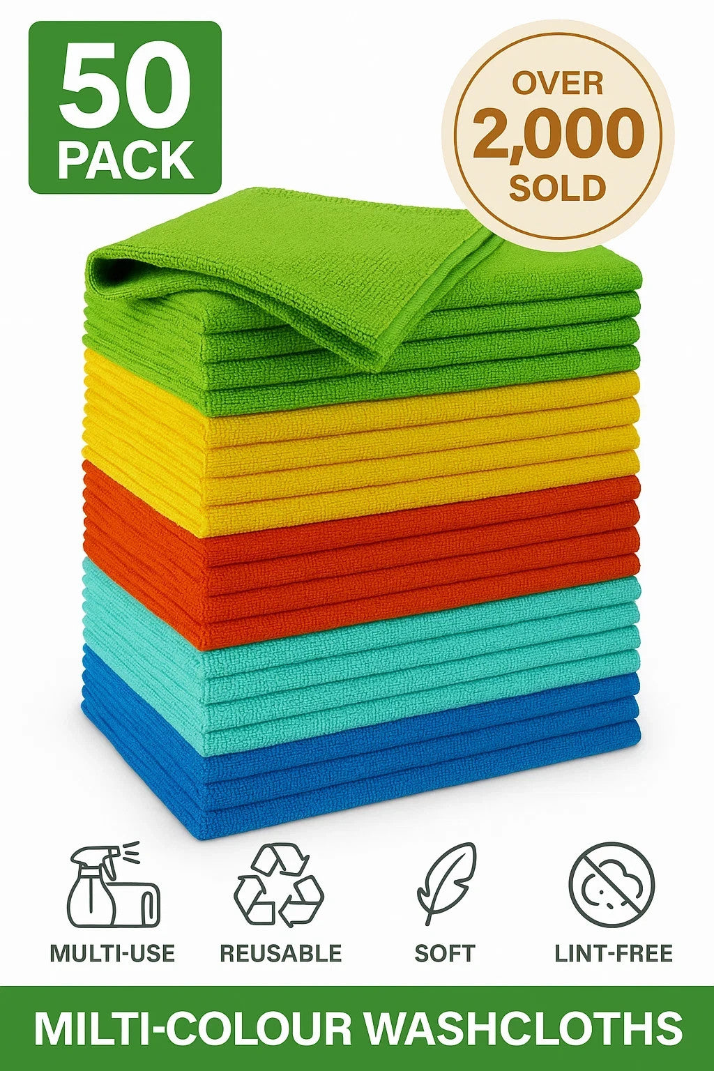 Microfiber Cleaning Cloth Set of 50 Towel Rag Car Polishing Detailing No-Scratch