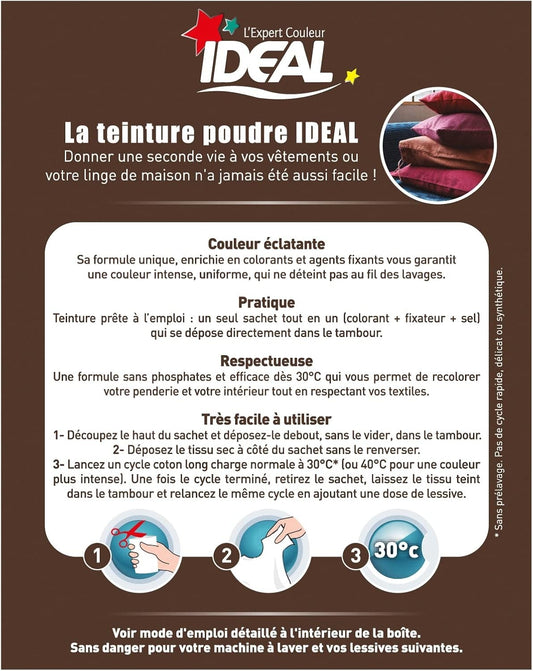 Teinture Textile Marron Mini Chocolat Colorant Et Fixateur Coton Lin Soie
