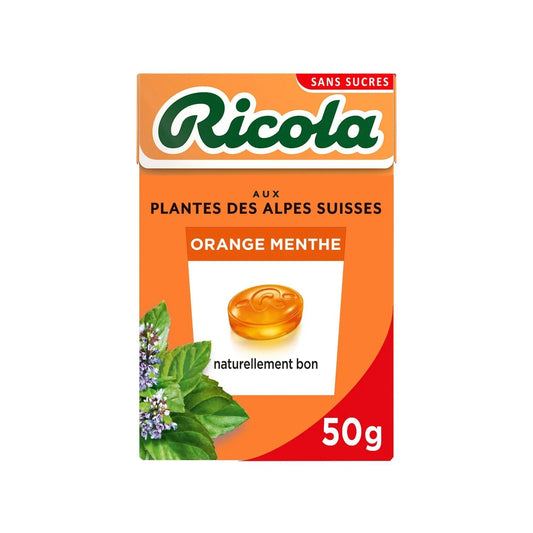 1 Boite Ricola orange menthe des alpes suisses boite de 52 Grammes
