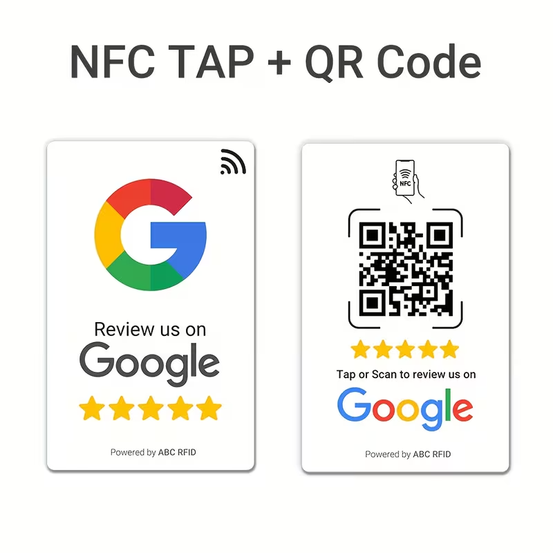 Carte société avis google NFC facile Compatible iPhone et Android commerce blanc