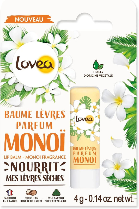 LOVEA - Baume À Lèvres - Parfum Monoï - Apaise, Nourrit & Adoucit -