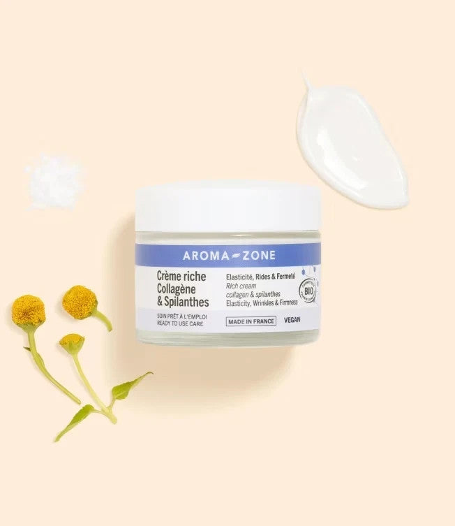 AROMA- ZONE Crème anti âge, anti imperfections 50ML Collagène Vegan & Spilanthe