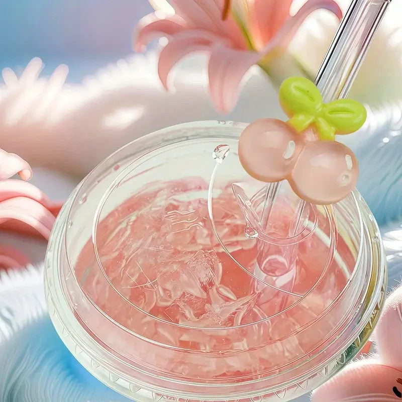 5 pailles en verre motif fruits colorés + 2 goupillons aesthétic classe