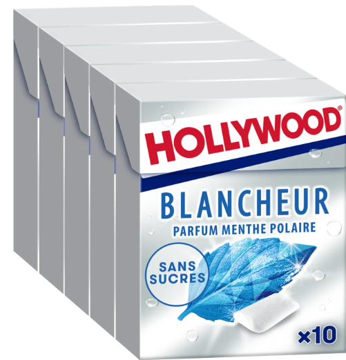 Hollywood Chewing gum powerfresh parfum menthe Forte - Le lot de 5, 14g