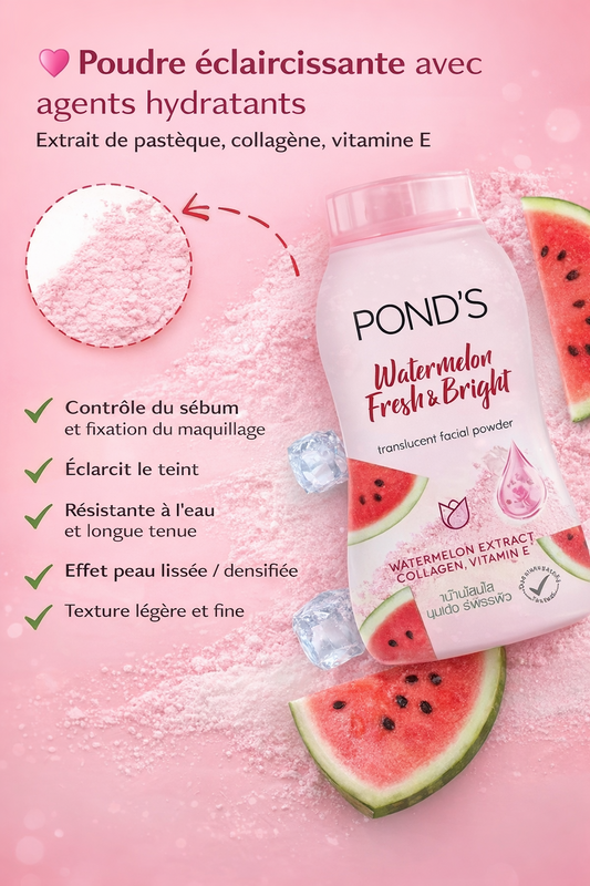 Pond’s Watermelon Fresh & Bright – Poudre Translucide matifiante Visage 45g thaï