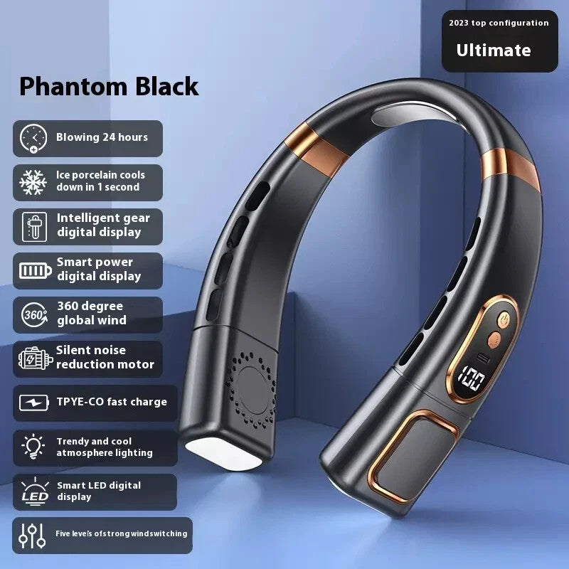 Neck Fan Rechargeable 8000mAh LED Display 360° Cooling Airflow Mini Conditioner