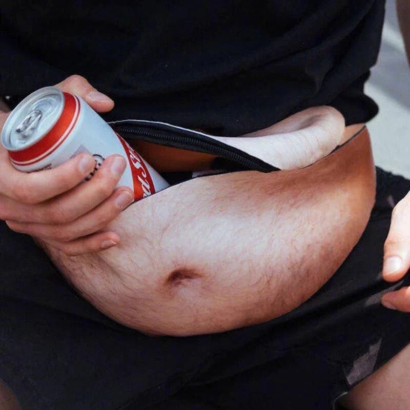 Funny Fake Belly Waist Bag Novelty Fanny Pack Dad Bod Belly Pouch PU Leather USA