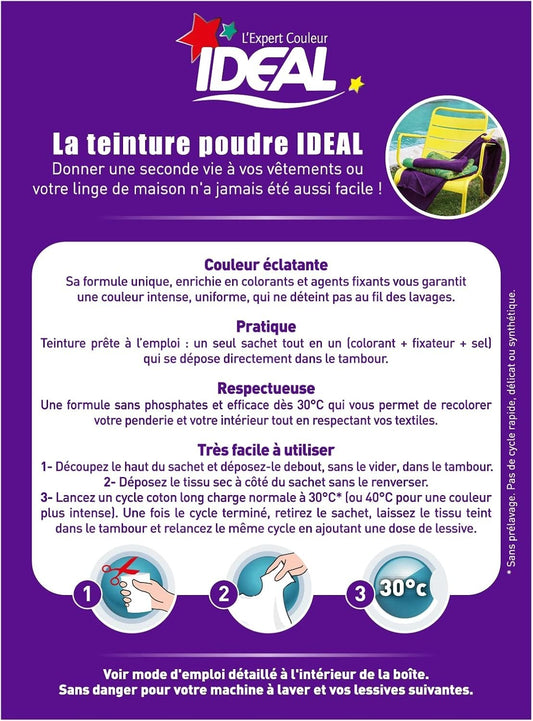 Ideal Teinture Textile Tout en un 230 g violet - colorant raviveur de couleur