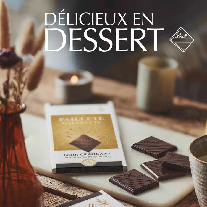 Tablette de Chocolat noir craquant gaufrette pailleté LINDT de 100g
