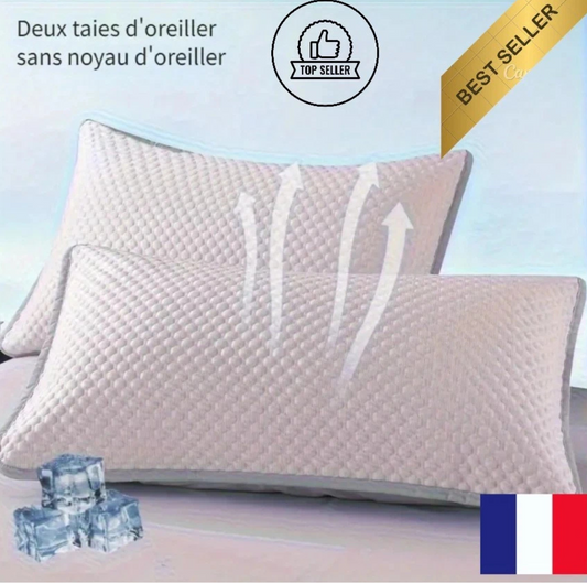 Taie d'oreiller Rafraîchissante Lot de 2 Housses d'oreiller Respirant 40x60cm