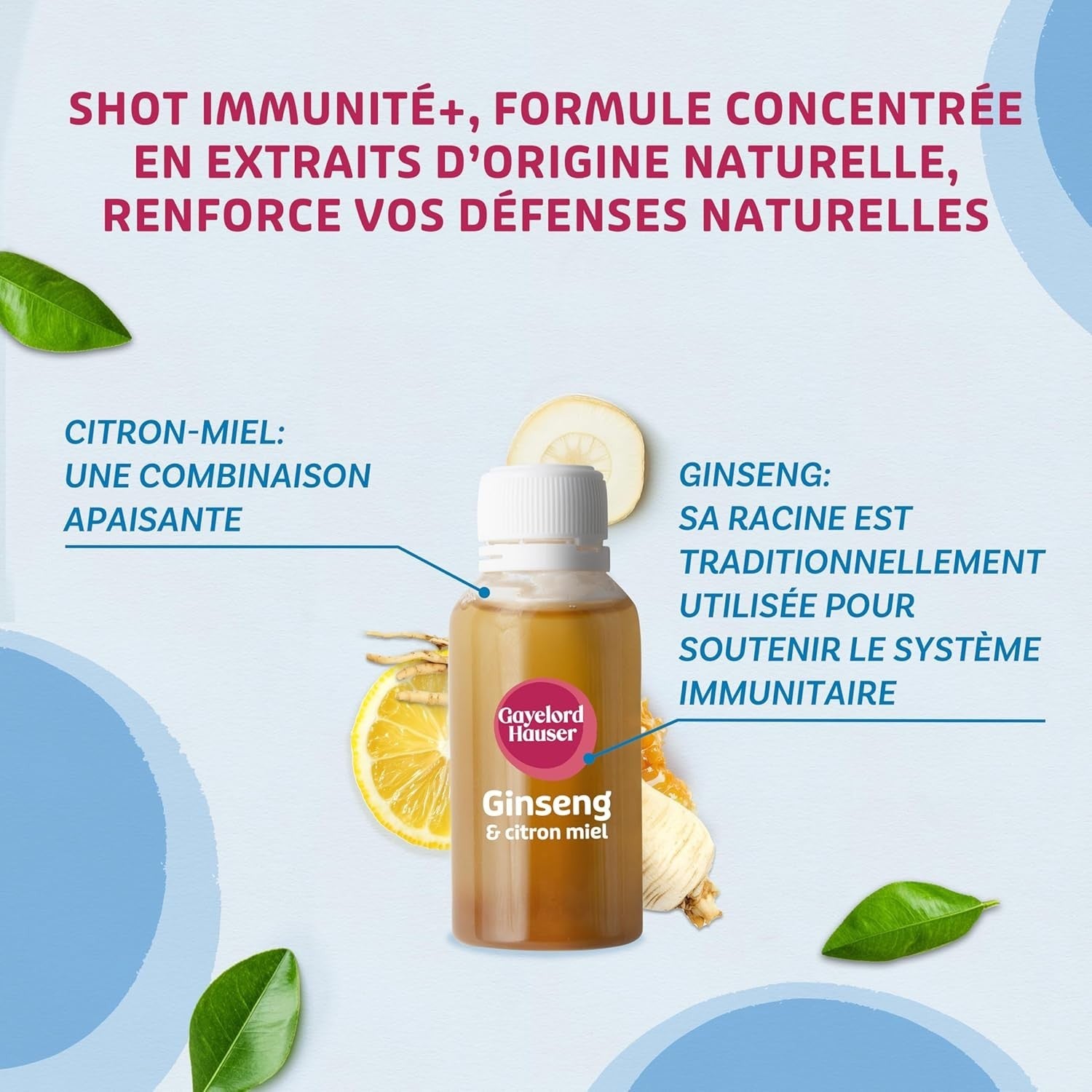 GAYELORD HAUSER B6 et zinc shot ginseng et citron miel immunité + force FRANCE