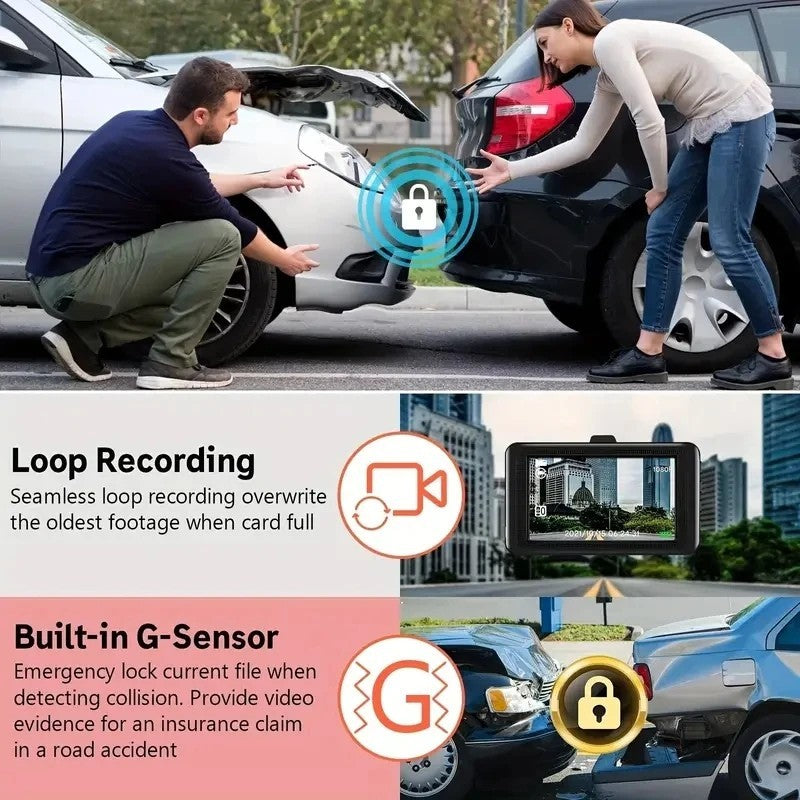 360° 3 Channel 1080P Car Dash Cam Front and Rear Inside Left Right + Camera -USA