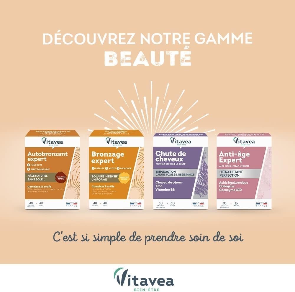 Vitavea - Bronzage Expert - Complément Alimentaire - 40 Gélules - Fabriqué En Fr