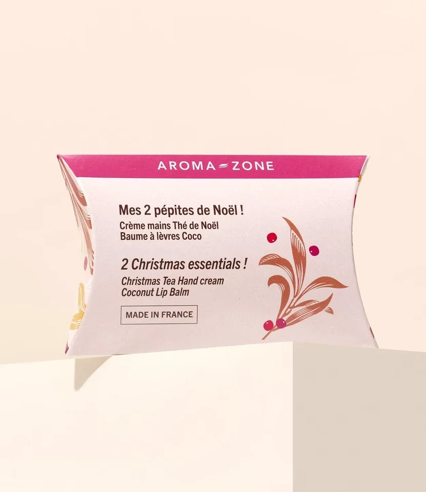 Aroma-Zone Coffret 2 Pépites Noël – Crème mains & Baume lèvres coco - cadeau