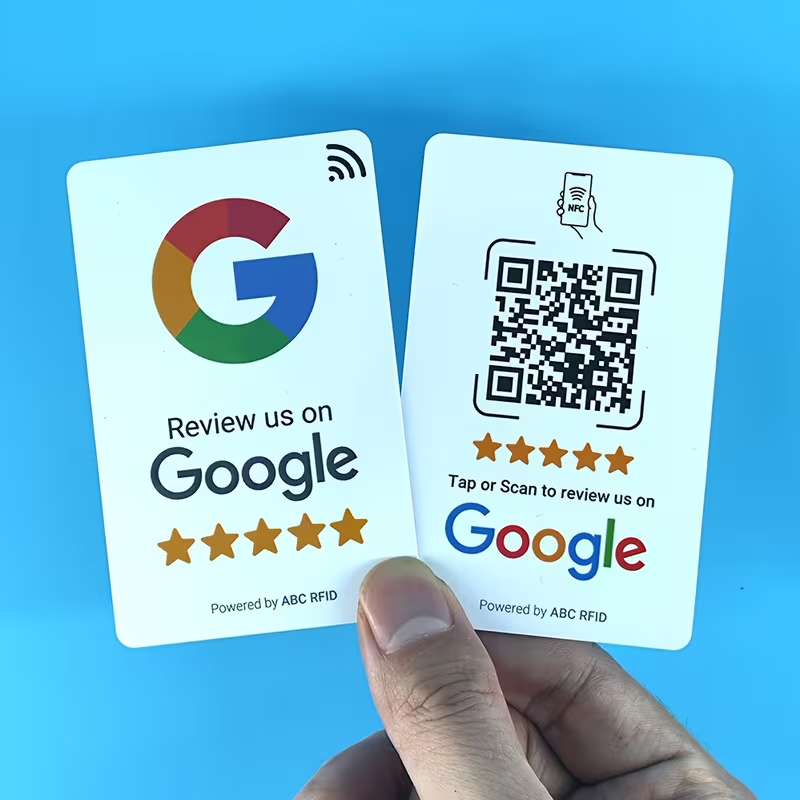 Carte société avis google NFC facile Compatible iPhone et Android commerce blanc