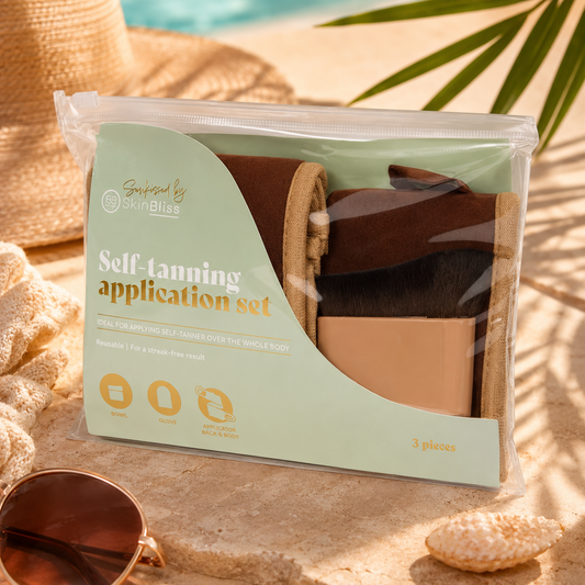 Kit Applicateur D'autobronzant, Ensemble de 2 gants pour corps et dos & 1 brosse