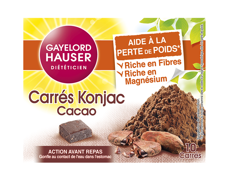Gayelord Hauser Carrés Konjac Cacao Aide À La Perte De Poids - 100gr - 10 carrés