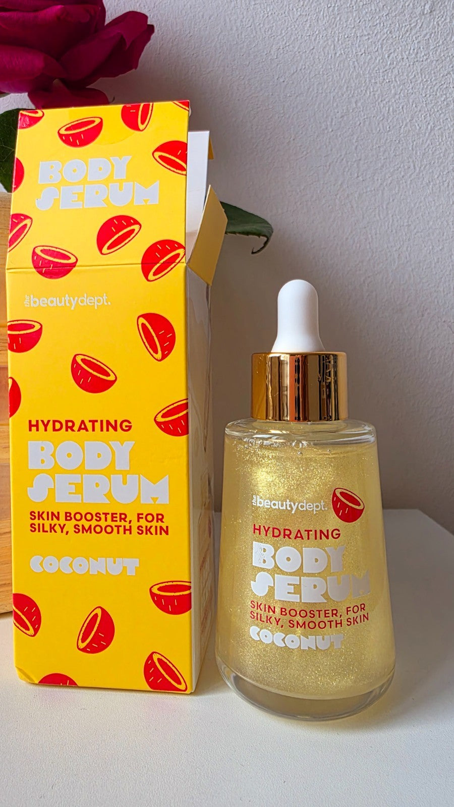Sérum hydratant paillette doré pour le corps parfum noix de coco beautydept 75ml