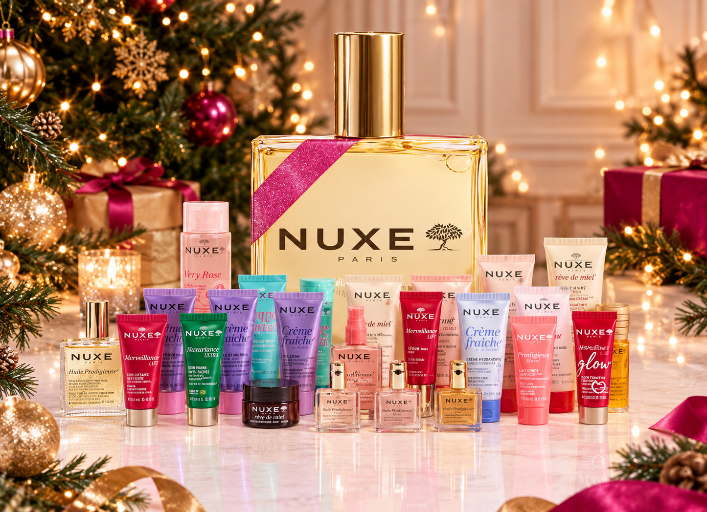 Calendrier de l'Avent Nuxe XXL Huile Prodigieuse 24 Soins Visage Corps Cheveux