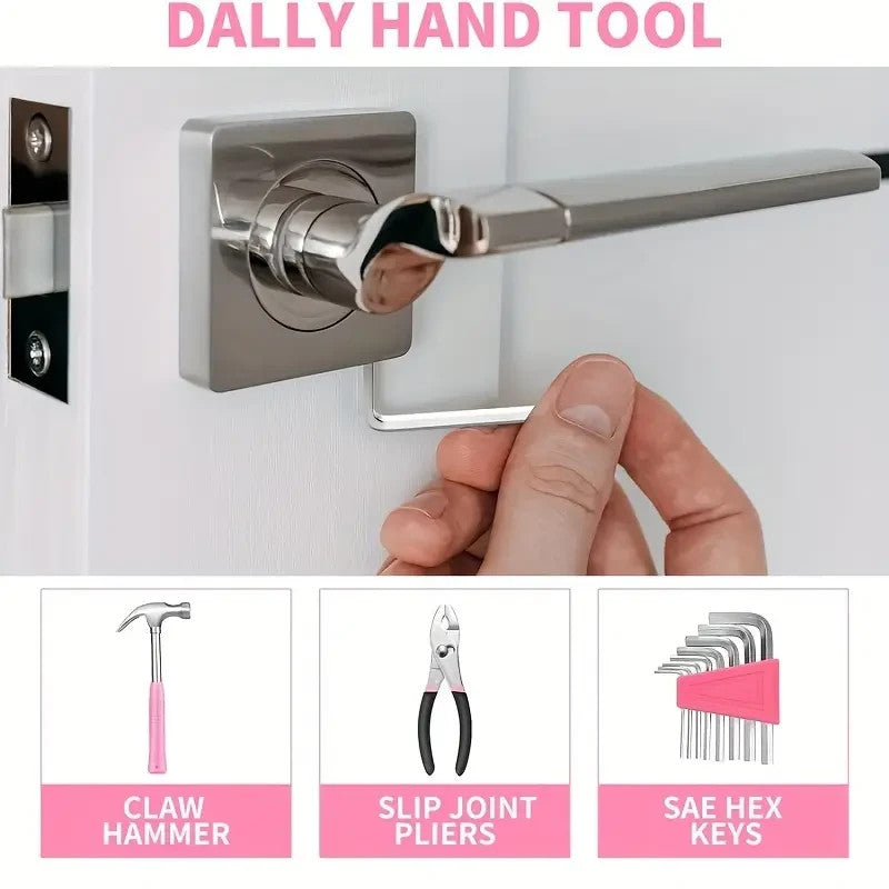 Set d’Outils Rose 39 pièces pour Femmes – Petit Kit de Réparation à Domicile