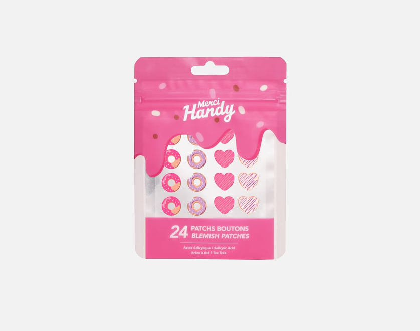 Merci Handy, 24 patch boutons, acide salicylique et arbre à thé, donuts et cœur