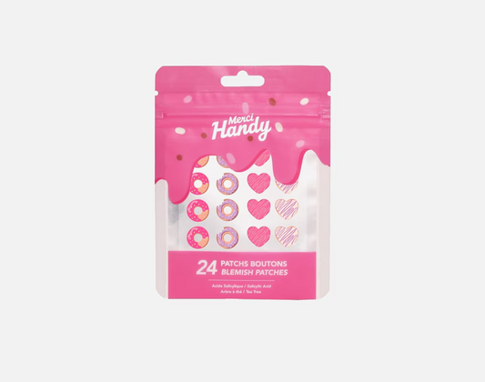 Merci Handy, 24 patch boutons, acide salicylique et arbre à thé, donuts et cœur