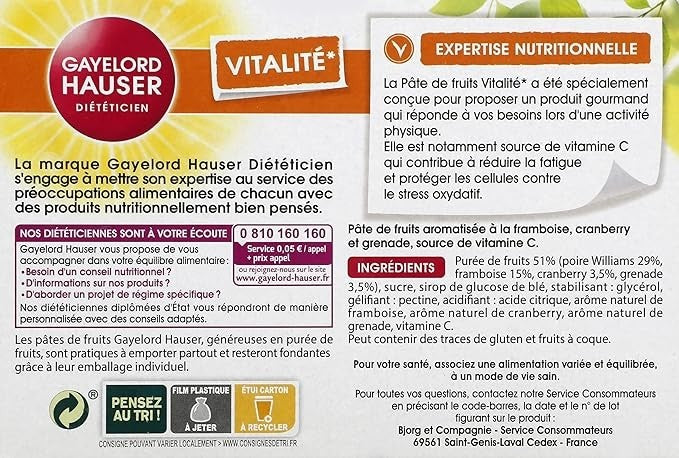 Gayelord Hauser - Pâte De Fruits Énergie 125G - Lot De 3 - Grenade