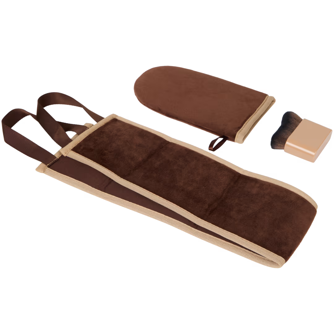 Kit Applicateur D'autobronzant, Ensemble de 2 gants pour corps et dos & 1 brosse