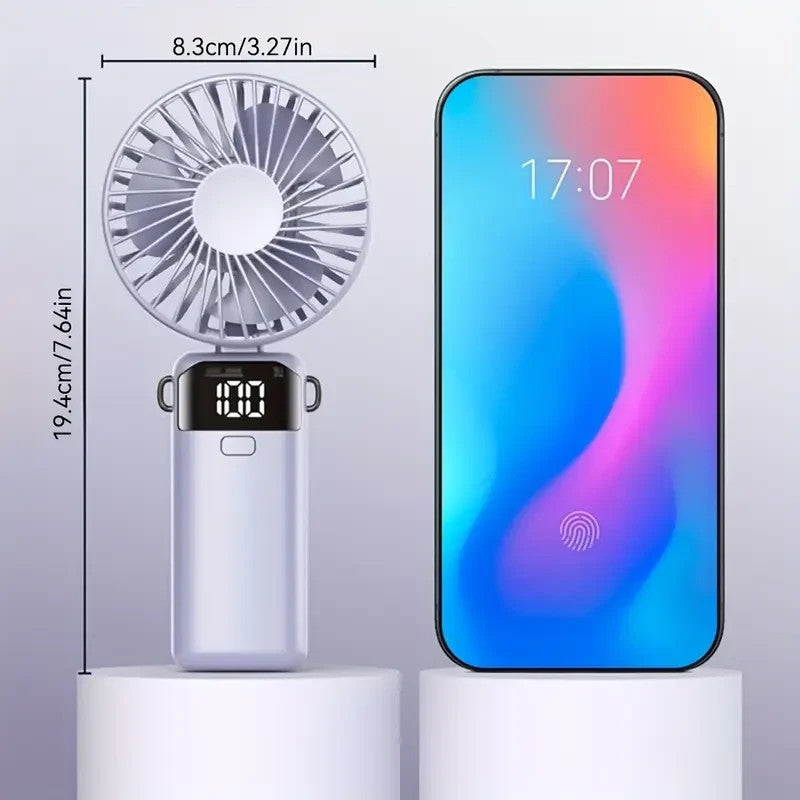 Mini Ventilateur USB de Poche 5 Vitesses avec Base Pliable - couleur aléatoire