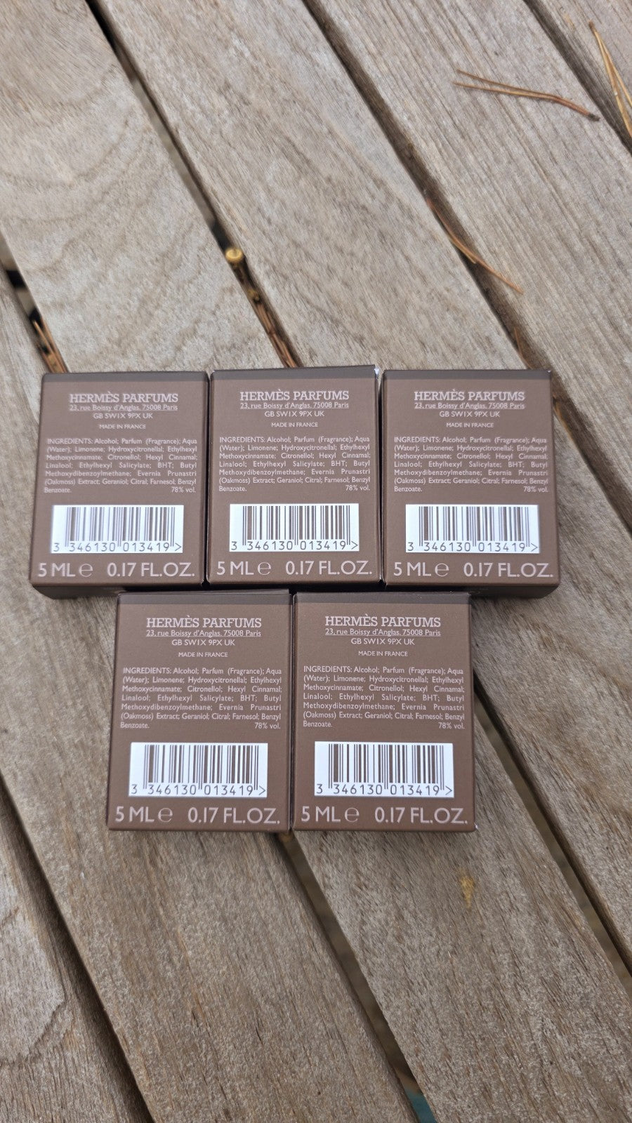 TERRE D' HERMES - PARFUM 5ML X 5 de HERMES - Neuve - Original - France 