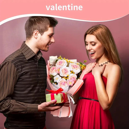 1 Bouquet de Roses Tricotées - Cadeau, fleurs, st Valentin, anniversaire, femme